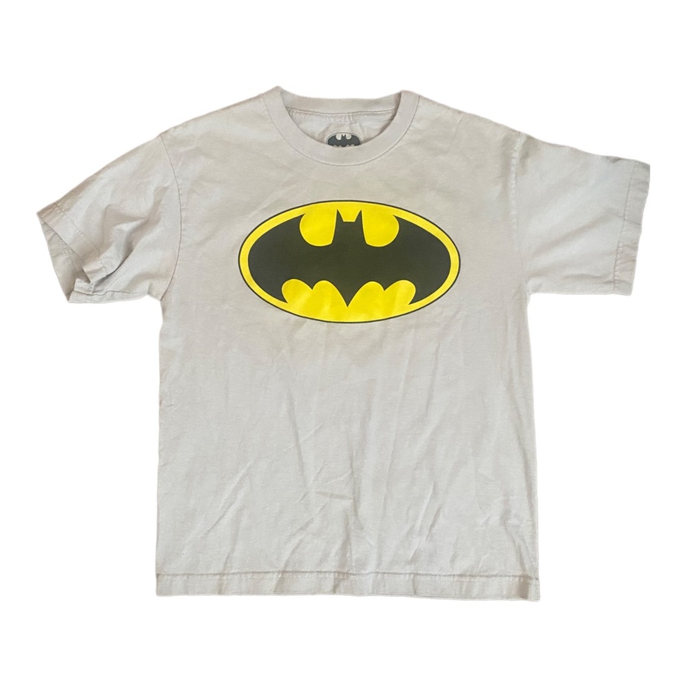 Batman | Boys DC Comics Basic Chest Yellow Batman Logo Gray Graphic Tee Size L